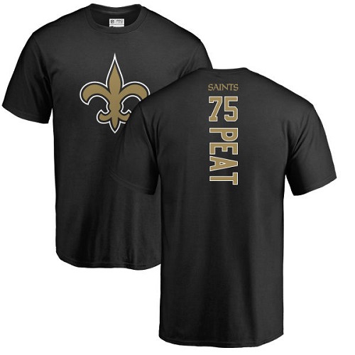 Men New Orleans Saints Black Andrus Peat Backer NFL Football #75 T Shirt->nfl t-shirts->Sports Accessory